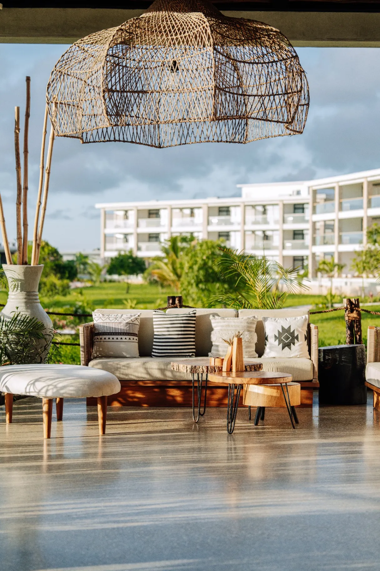 Elegant outdoor lounge with premium furnishings