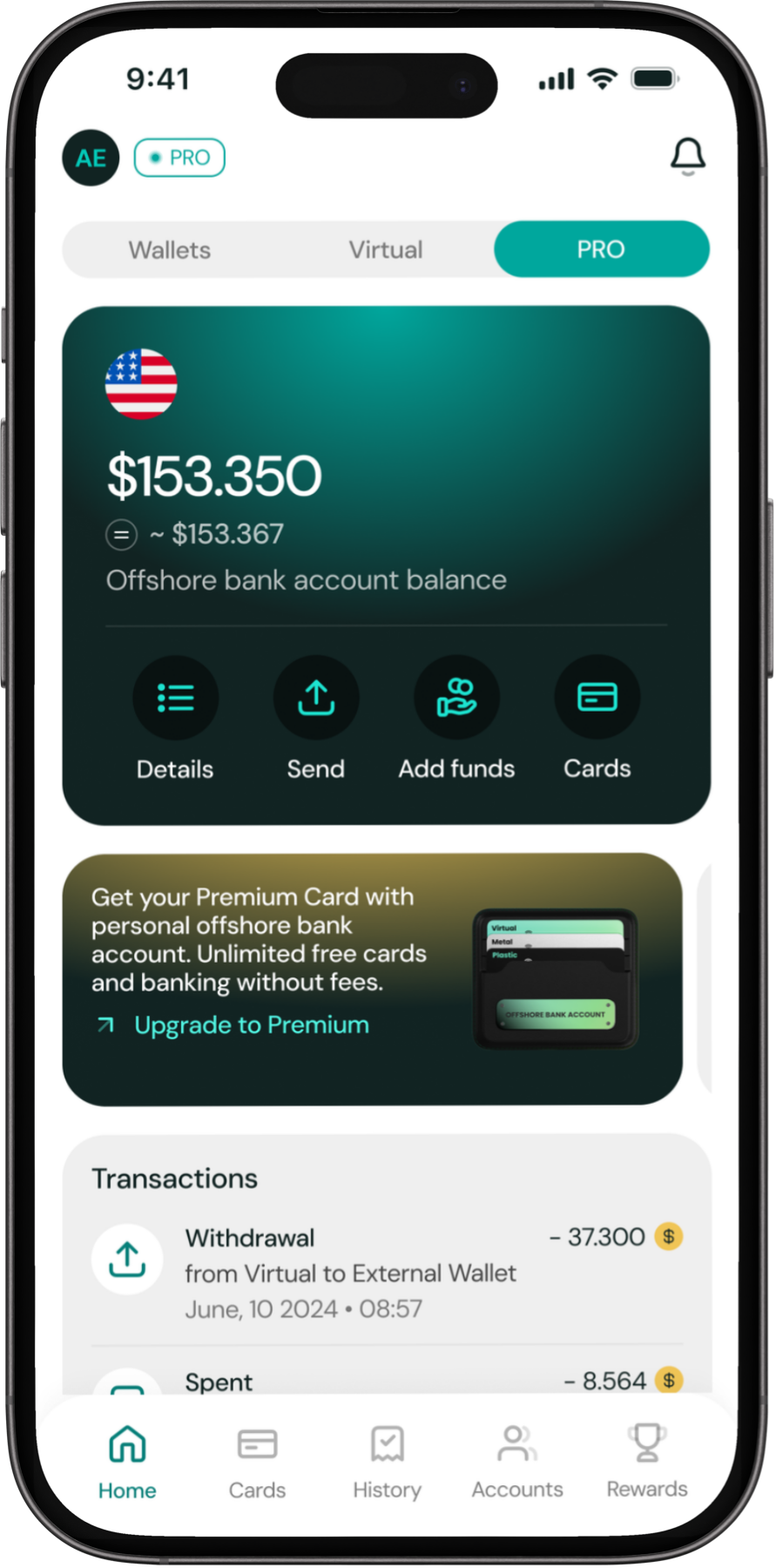 Nummus offshore account app preview